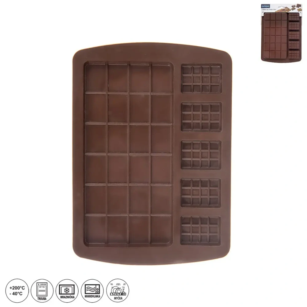 Forma silikon čokoláda tabulky 5 mini+1 maxi hnědá
